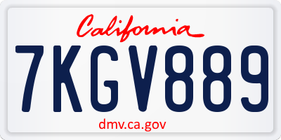CA license plate 7KGV889