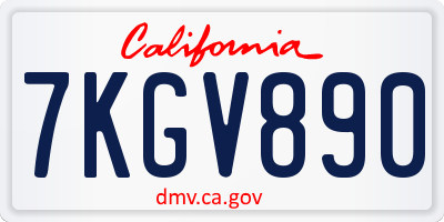CA license plate 7KGV890