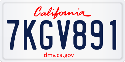 CA license plate 7KGV891