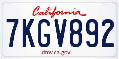 CA license plate 7KGV892