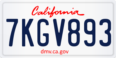 CA license plate 7KGV893