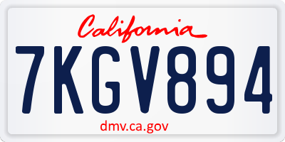 CA license plate 7KGV894
