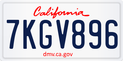 CA license plate 7KGV896