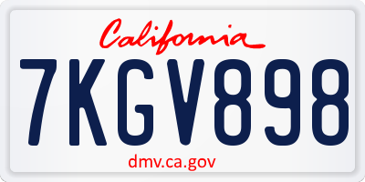 CA license plate 7KGV898