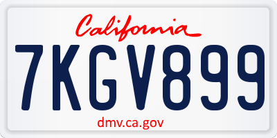 CA license plate 7KGV899