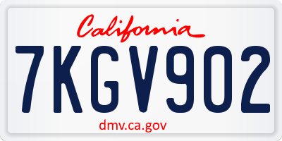 CA license plate 7KGV902