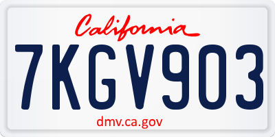 CA license plate 7KGV903