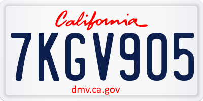 CA license plate 7KGV905
