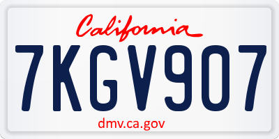 CA license plate 7KGV907
