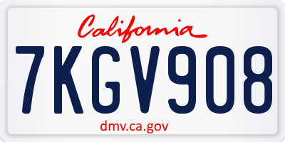CA license plate 7KGV908