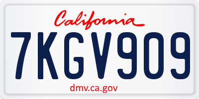 CA license plate 7KGV909