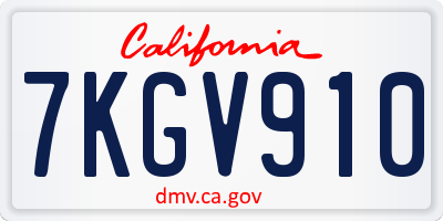 CA license plate 7KGV910