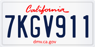 CA license plate 7KGV911