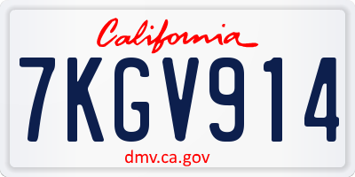 CA license plate 7KGV914