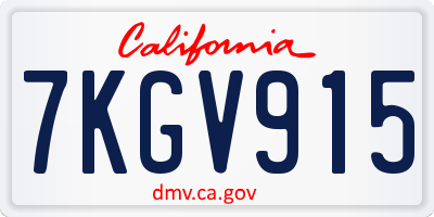 CA license plate 7KGV915