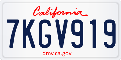 CA license plate 7KGV919