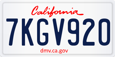CA license plate 7KGV920