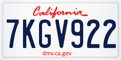 CA license plate 7KGV922