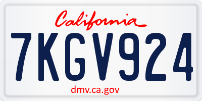 CA license plate 7KGV924