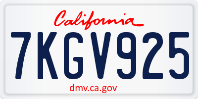 CA license plate 7KGV925
