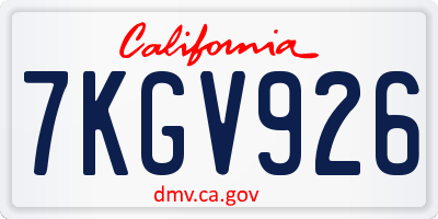 CA license plate 7KGV926