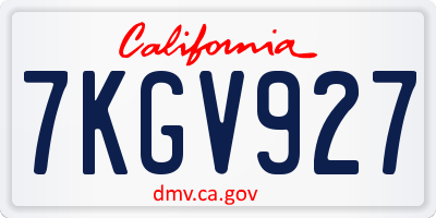 CA license plate 7KGV927