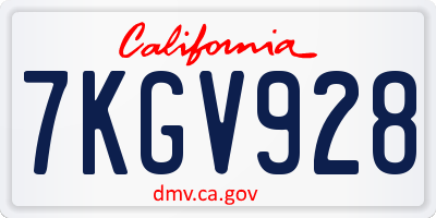CA license plate 7KGV928