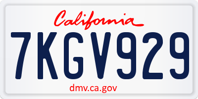 CA license plate 7KGV929