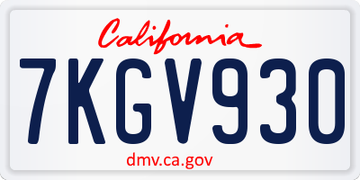 CA license plate 7KGV930