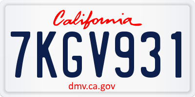 CA license plate 7KGV931
