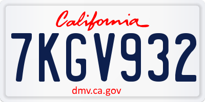 CA license plate 7KGV932