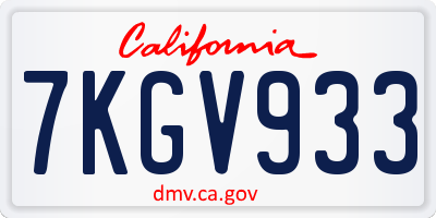 CA license plate 7KGV933