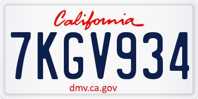 CA license plate 7KGV934