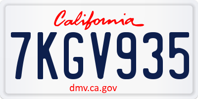 CA license plate 7KGV935