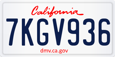 CA license plate 7KGV936