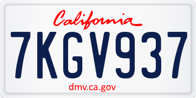 CA license plate 7KGV937