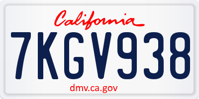 CA license plate 7KGV938