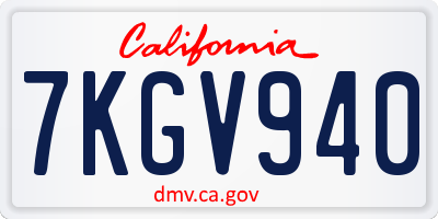 CA license plate 7KGV940