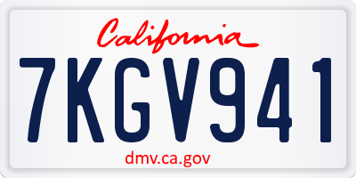 CA license plate 7KGV941