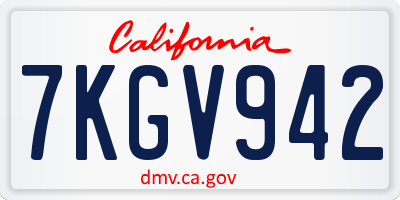 CA license plate 7KGV942