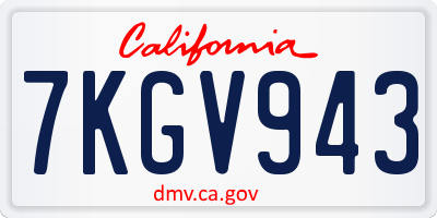 CA license plate 7KGV943