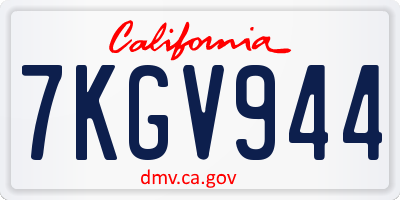 CA license plate 7KGV944