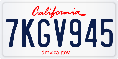 CA license plate 7KGV945