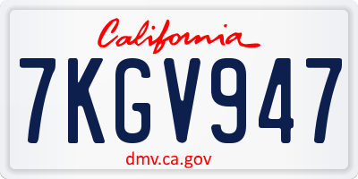 CA license plate 7KGV947