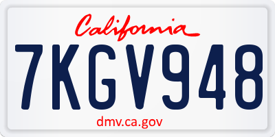 CA license plate 7KGV948
