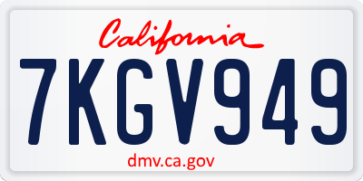 CA license plate 7KGV949