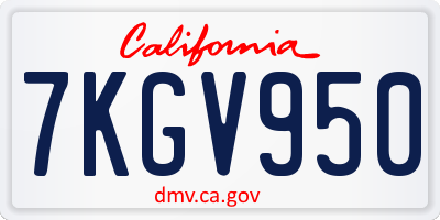 CA license plate 7KGV950