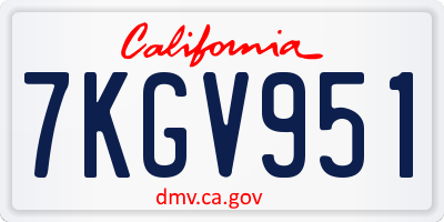 CA license plate 7KGV951