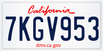 CA license plate 7KGV953