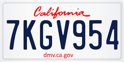 CA license plate 7KGV954